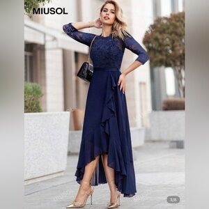 Miusol Women's Elegant Navy High Low Dress